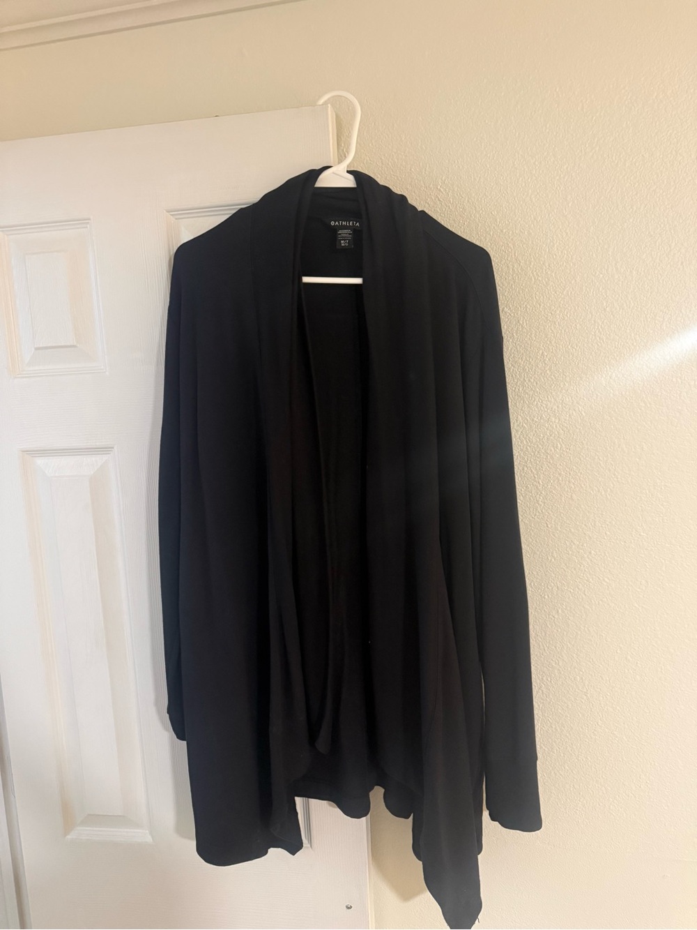 Athleta Black Open-Front Draped Cardigan Jacket